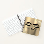 Gold Glitter Sparkle Eyelashes Monogram Naam Notitieboek (Binnen)