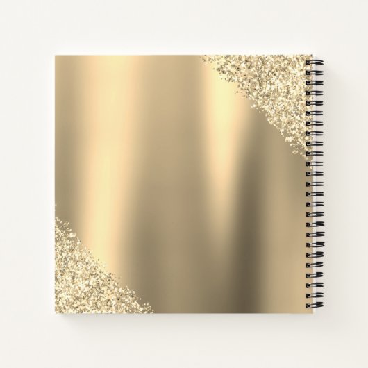 Gold Glitter Sparkle Eyelashes Monogram Naam Notitieboek (Achterkant)