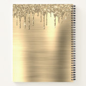Gold Glitter Sparkle Eyelashes Monogram Naam Notitieboek (Achterkant)