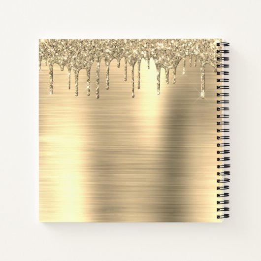 Gold Glitter Sparkle Eyelashes Monogram Naam Notitieboek (Achterkant)