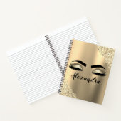 Gold Glitter Sparkle Eyelashes Monogram Naam Notitieboek (Binnen)
