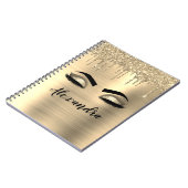 Gold Glitter Sparkle Eyelashes Monogram Naam Notitieboek (Linkerzijde)