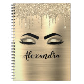 Gold Glitter Sparkle Eyelashes Monogram Naam Notitieboek (Voorkant)