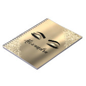 Gold Glitter Sparkle Eyelashes Monogram Naam Notitieboek (Linkerzijde)