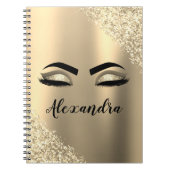Gold Glitter Sparkle Eyelashes Monogram Naam Notitieboek (Voorkant)