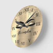 Gold Glitter Sparkle Eyelashes Monogram Naam Ronde Klok (Hoek)