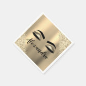 Gold Glitter Sparkle Eyelashes Monogram Naam Servet (Hoek)