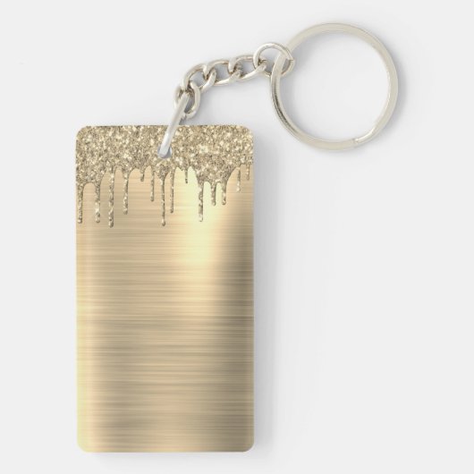 Gold Glitter Sparkle Eyelashes Monogram Naam Sleutelhanger (achterkant)