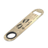 Gold Glitter Sparkle Eyelashes Monogram Naam Speed Flessenopener (Achterkant Gekanteld)