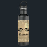 Gold Glitter Sparkle Eyelashes Monogram Naam Waterfles<br><div class="desc">Gold Faux Folie Metallic Sparkle Glitter Brushed Metal Monogram Naam en Initiaal Wimpers (Wimpers),  Wimper Extensions en Ogen Waterfles. Dit maakt de perfecte lieve 16 jarige,  bruiloft,  vrijgezellenfeest,  jubileum,  baby shower of vrijgezellenfeest cadeau voor iemand die haar kamer in trendy koele stijl.</div>