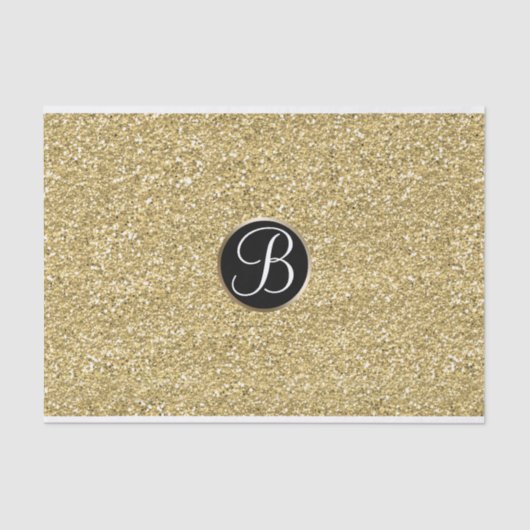 Gold Glitter Sparkle Glam Monogram Initiaal Aangep Tissuepapier (Voorkant)