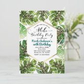Gold Glitter Sparkle Glam Tropical Leaves Party Kaart (Staand voorkant)
