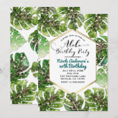 Gold Glitter Sparkle Glam Tropical Leaves Party Kaart (Voorkant / Achterkant)