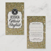 GOLD Glitter Sparkle Hair Stylist Benoeming Afsprakenkaartje (Voorkant / Achterkant)