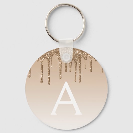 Gold Glitter & Sparkle Luxury Monogram Sleutelhanger (Voorkant)