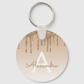 Gold Glitter & Sparkle Luxury Monogram Sleutelhanger (Voorkant)