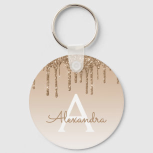Gold Glitter & Sparkle Luxury Monogram Sleutelhanger
