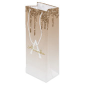 Gold Glitter & Sparkle Luxury Monogram Wijn Cadeautas (Achterkant Gekanteld)