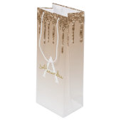 Gold Glitter & Sparkle Luxury Monogram Wijn Cadeautas (Voorkant Gekanteld)