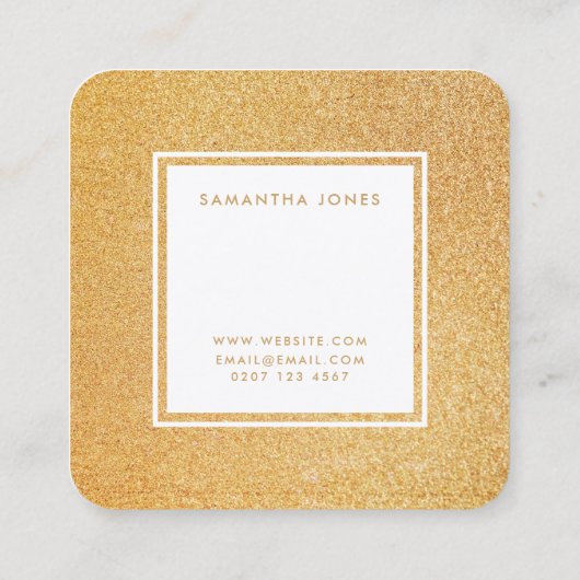 Gold Glitter Sparkle Moderne Interior Designer Vierkante Visitekaartje (Achterkant)