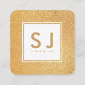 Gold Glitter Sparkle Moderne Interior Designer Vierkante Visitekaartje (Voorkant)