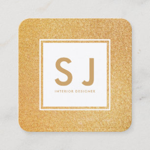 Gold Glitter Sparkle Moderne Interior Designer Vierkante Visitekaartje
