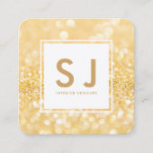 Gold Glitter Sparkle Moderne Interior Designer Vierkante Visitekaartje (Voorkant)