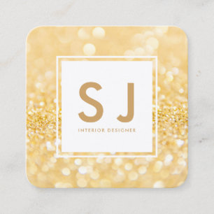 Gold Glitter Sparkle Moderne Interior Designer Vierkante Visitekaartje