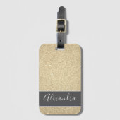 Gold Glitter Sparkle Monogram Naam Bagagelabel (Voorkant (verticaal))