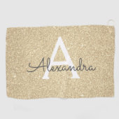 Gold Glitter & Sparkle Monogram Naam Golfhanddoek (Horizontaal)