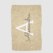 Gold Glitter & Sparkle Monogram Naam Golfhanddoek (Voorkant)