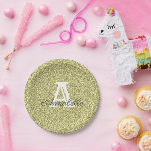 Gold Glitter & Sparkle Monogram Paper Bord (Feest)
