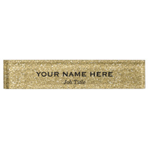 Gold Glitter Sparkle Trendy Glam - op maat gemaakt Naambordje