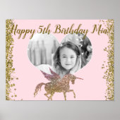 Gold Glitter Sparkle Unicorn Foto Birthday Party Poster (Voorkant)