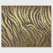 Gold Glitter Sparkle Zebra Oerwoud Safari Glam Cadeaupapier (Vlak)