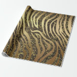 Gold Glitter Sparkle Zebra Oerwoud Safari Glam Cadeaupapier<br><div class="desc">aangepast verpakkingspapier</div>