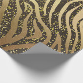 Gold Glitter Sparkle Zebra Oerwoud Safari Glam Cadeaupapier (Hoek)