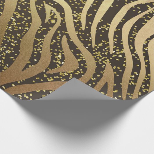 Gold Glitter Sparkle Zebra Oerwoud Safari Glam Cadeaupapier (Hoek)