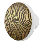 Gold Glitter Sparkle Zebra Oerwoud Safari Glam Keramische Knop (Rechts)