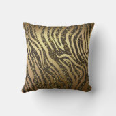 Gold Glitter Sparkle Zebra Oerwoud Safari Glam Kussen (Achterkant)