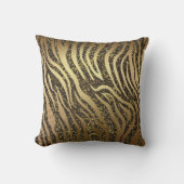 Gold Glitter Sparkle Zebra Oerwoud Safari Glam Kussen (Voorkant)