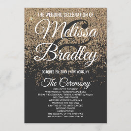 Gold Glitter Sparkles Black-programma Programmakaart