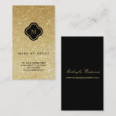 Gold Glitter Sparkles Chic Quatrefoil-profielkaart Visitekaartje (Voorkant / Achterkant)
