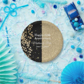 Gold Glitter Sparkles Elegant Black Calligraphy Papieren Bordje (Feest)