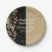 Gold Glitter Sparkles Elegant Black Calligraphy Papieren Bordje (Voorkant)