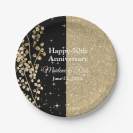 Gold Glitter Sparkles Elegant Black Calligraphy Papieren Bordje