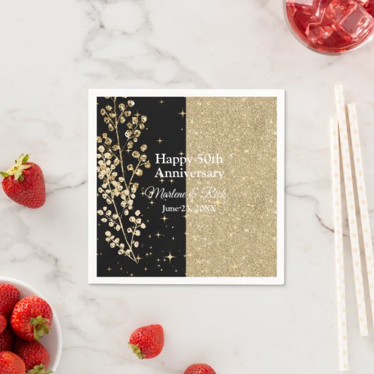 Gold Glitter Sparkles Elegant Black Calligraphy Servet (Insitu)