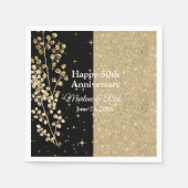 Gold Glitter Sparkles Elegant Black Calligraphy Servet (Voorkant)