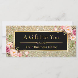 Gold Glitter Sparkles Floral Cadeat Certificate Ka