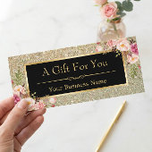 Gold Glitter Sparkles Floral Cadeat Certificate Ka